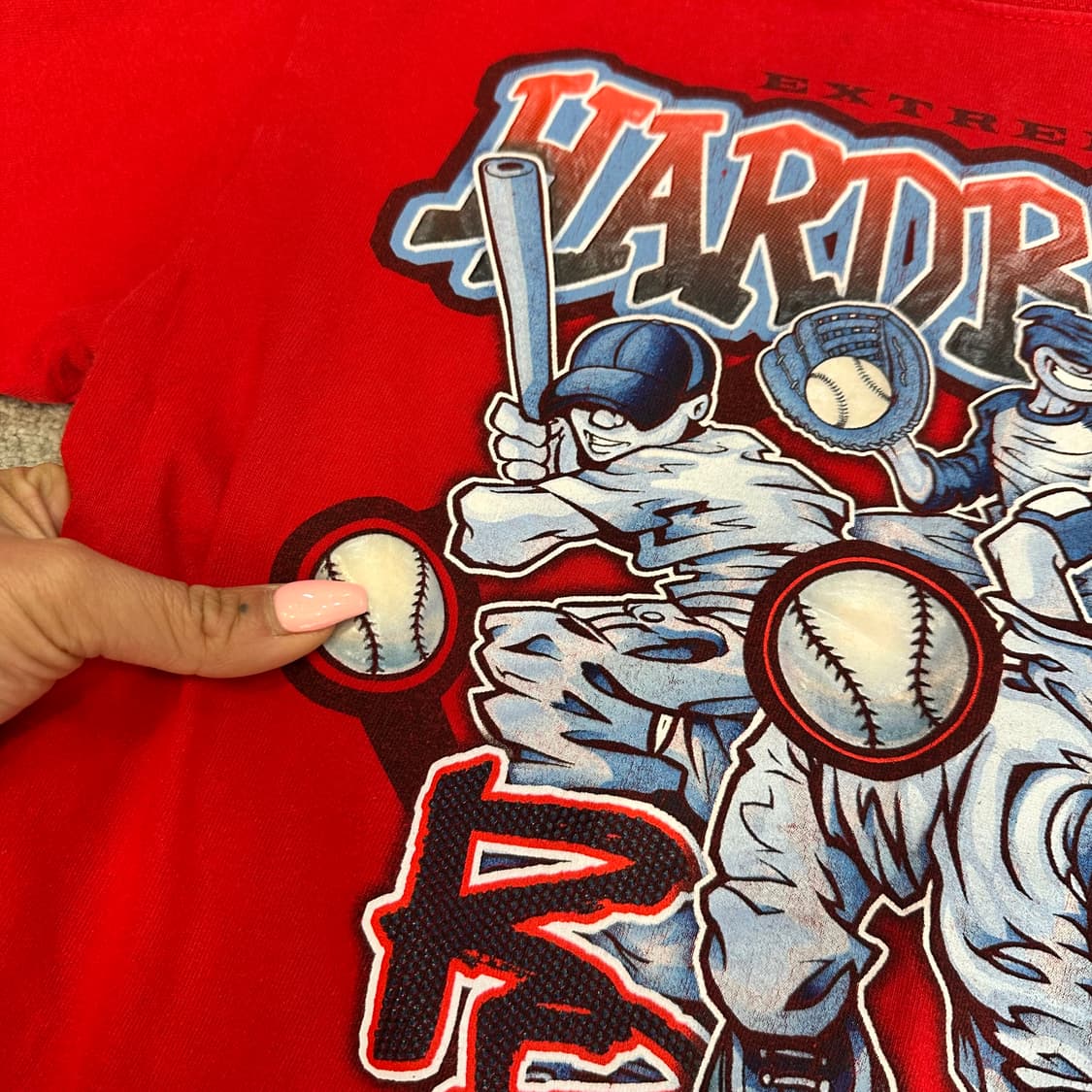 빈티지 00s Rude Boyz 프린팅 미디크롭 반팔티L 상품이미지2