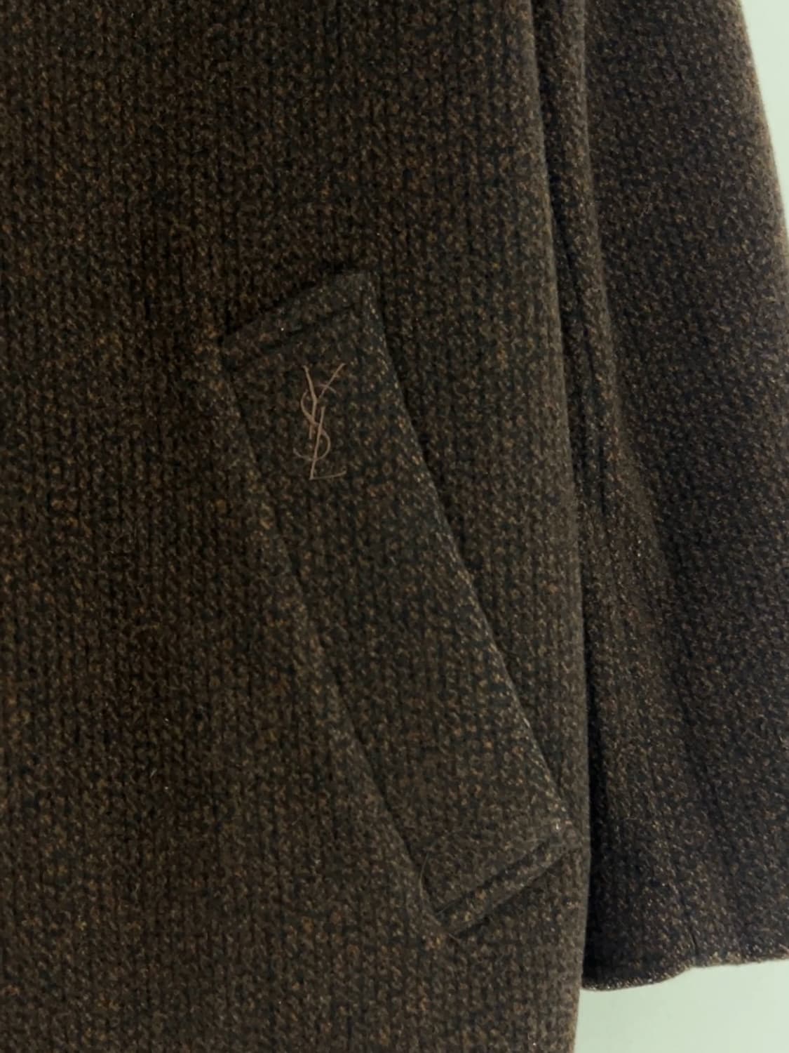 Ysl 입생로랑 다크브라운 울 하프 코트 상품이미지2