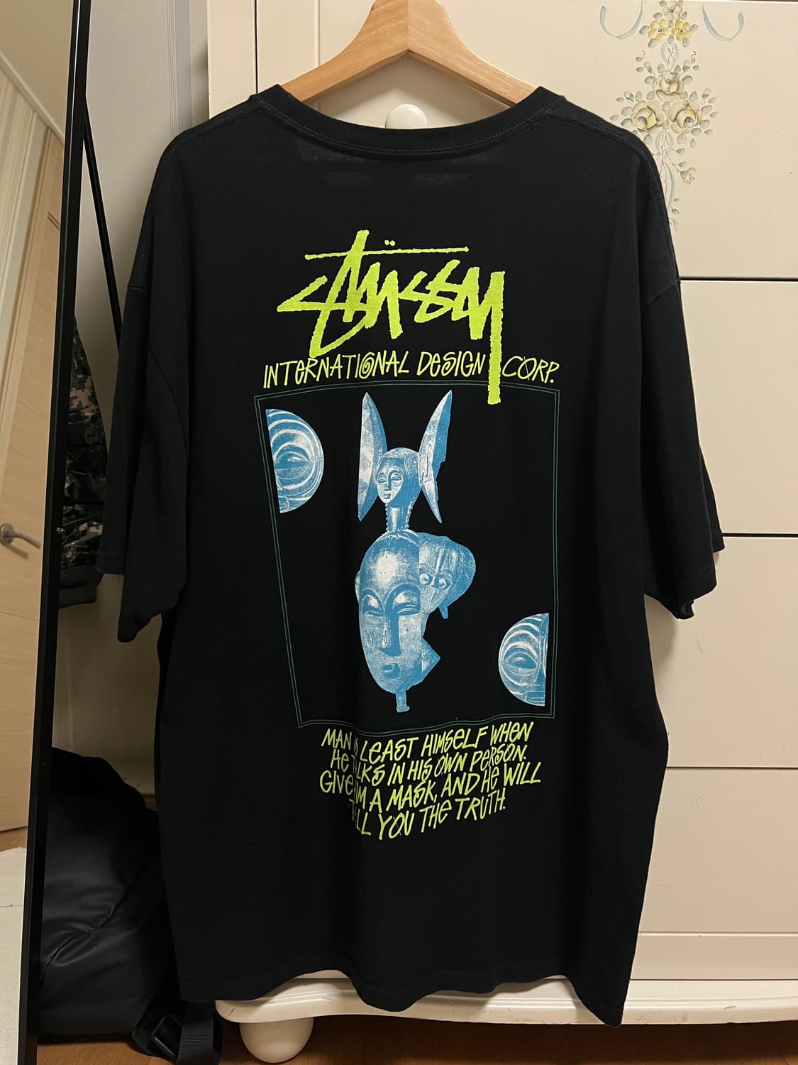 XL 스투시 마스크드 티셔츠 블랙 반팔 상품이미지1