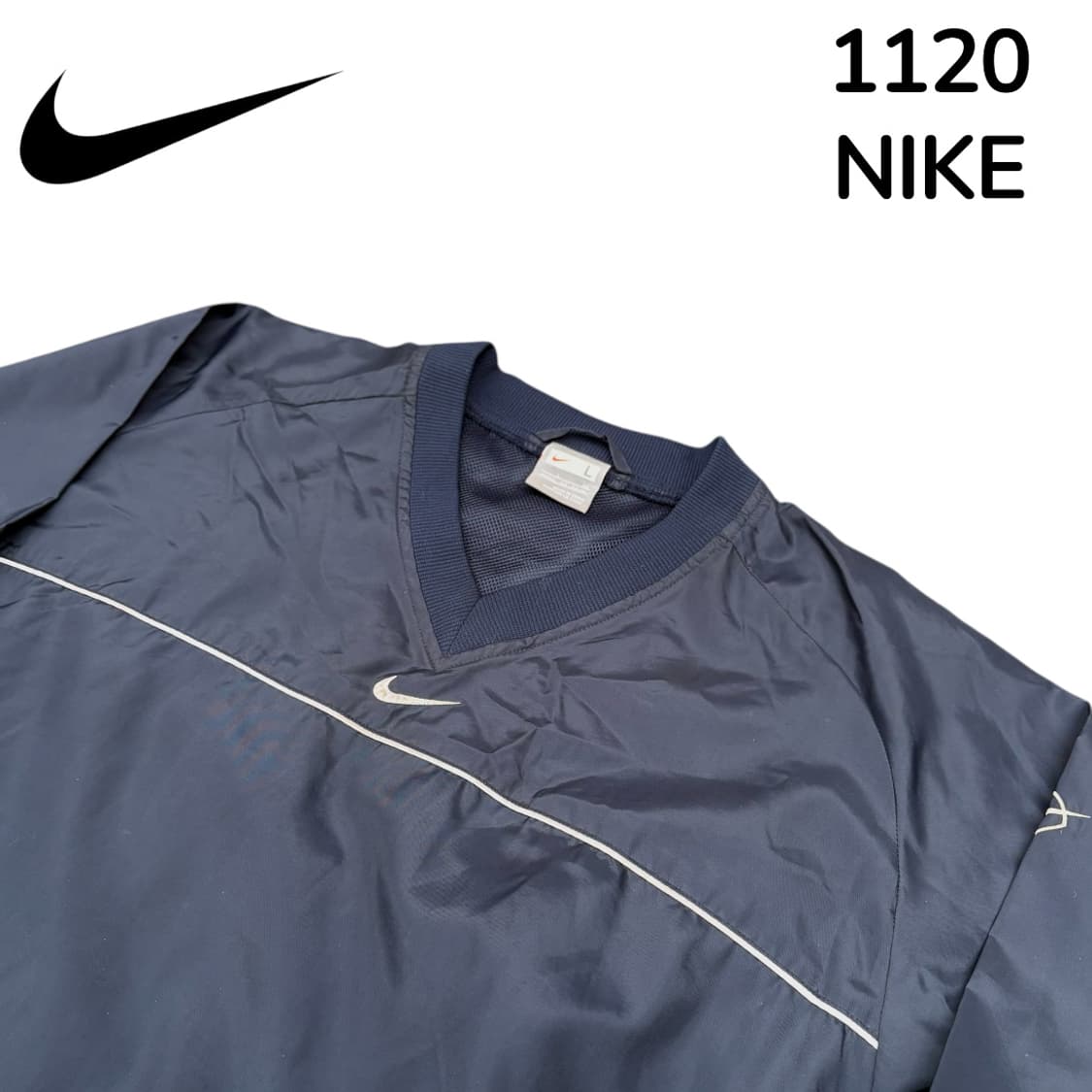 00s 나이키 빅로고 네이비 올드스쿨 웜업 바람막이 L 상품이미지4