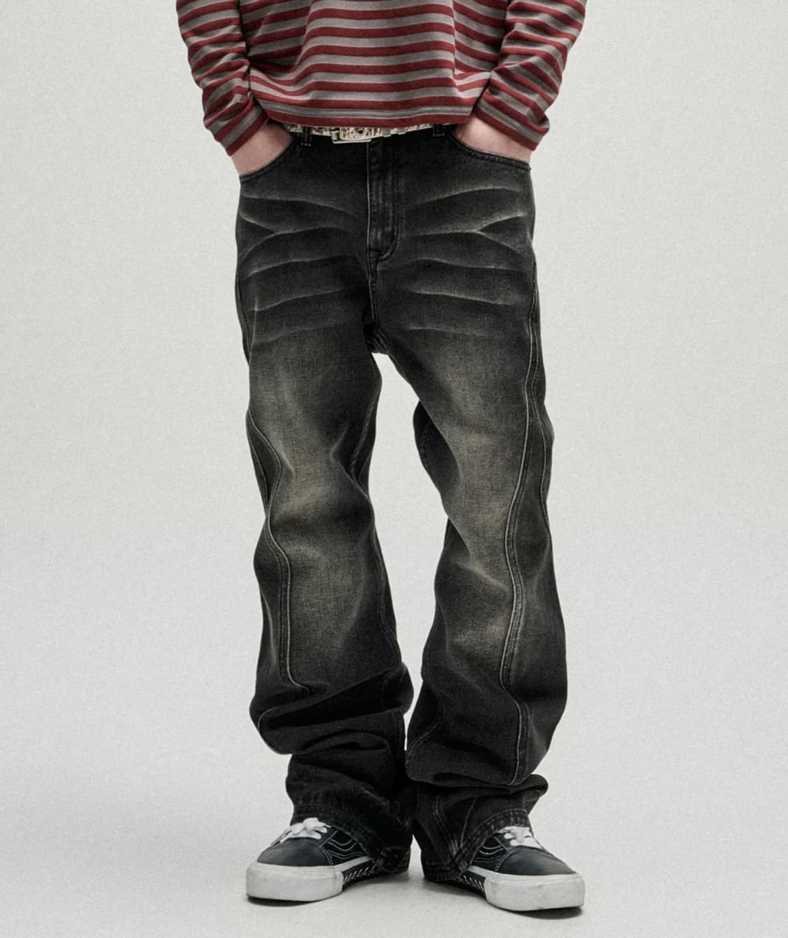 L)낫포너드 Warped Seam Flare Fit Denim Pants 상품이미지1