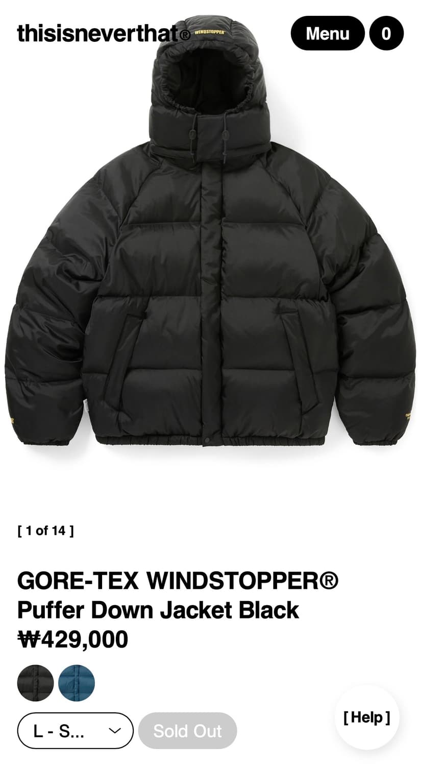 [L] 디네댓 x 고어텍스 윈드스토퍼 푸퍼 패딩 25FW 상품이미지2