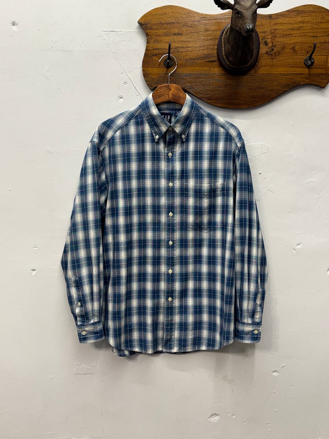 Old GAP Blue Plaid Button-Down Shirt 상품이미지1