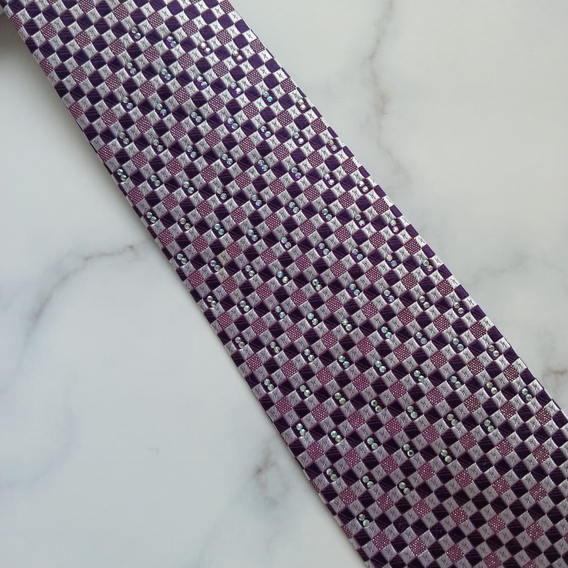 메트로시티 실크 퍼플 체크 자카드 넥타이 8.5cm A+등급 K934
 상품이미지10