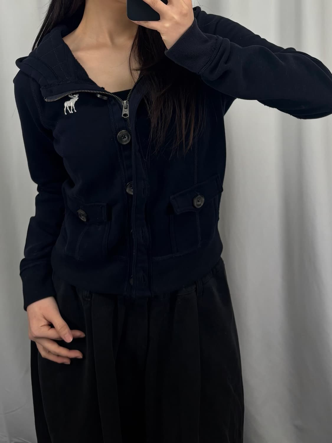 아베크롬비 네이비 버튼 후드집업 상품이미지3