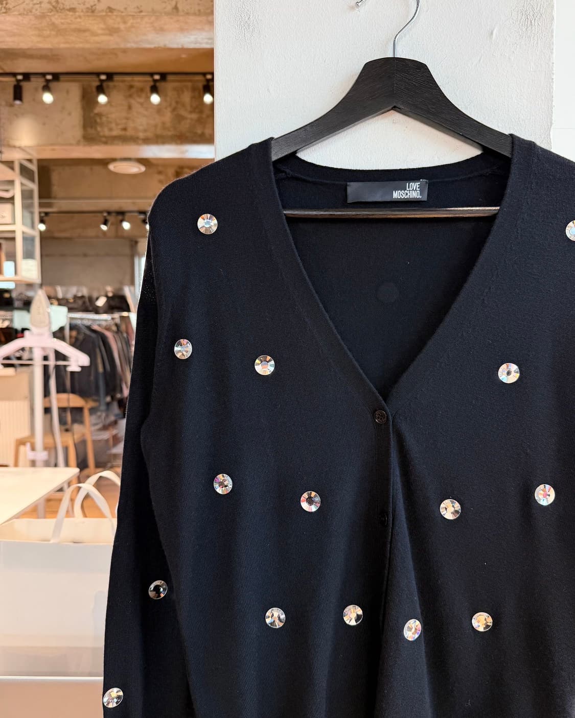 러브 모스키노 블랙 크리스탈 패치 울 가디건  상품이미지4