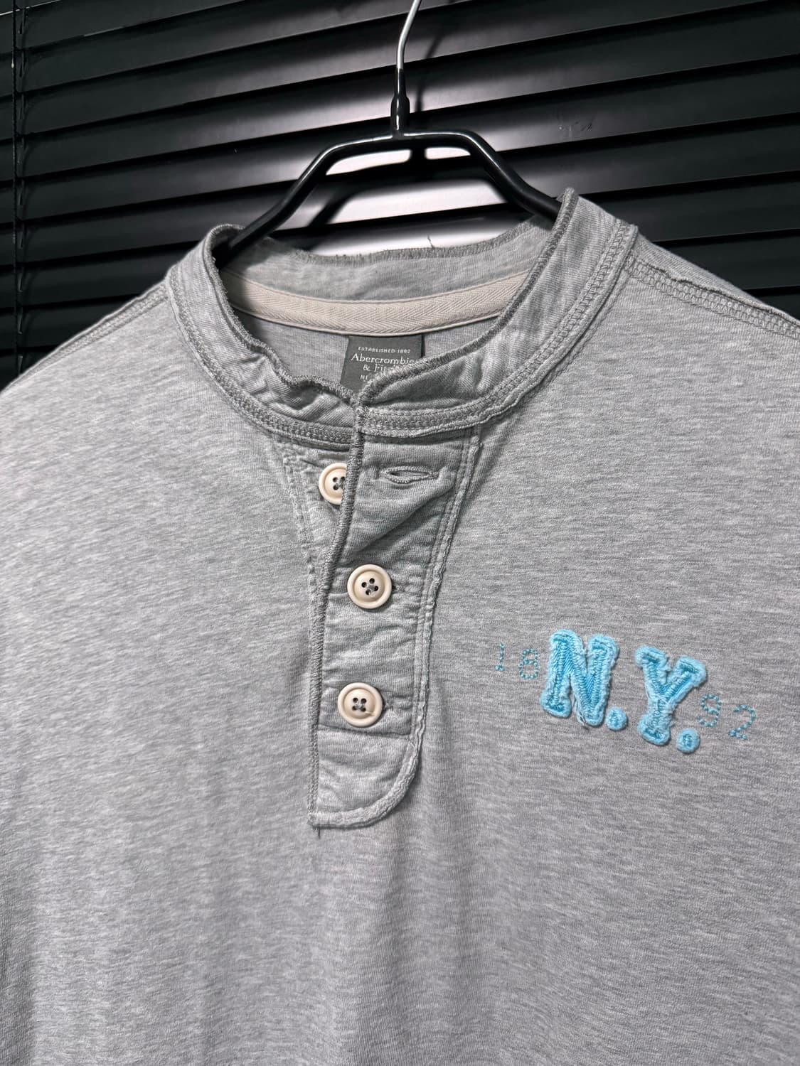 아베크롬비 긴팔 티셔츠 롱슬리브리스 회색 그레이 민트 하늘색 L 100 상품이미지4