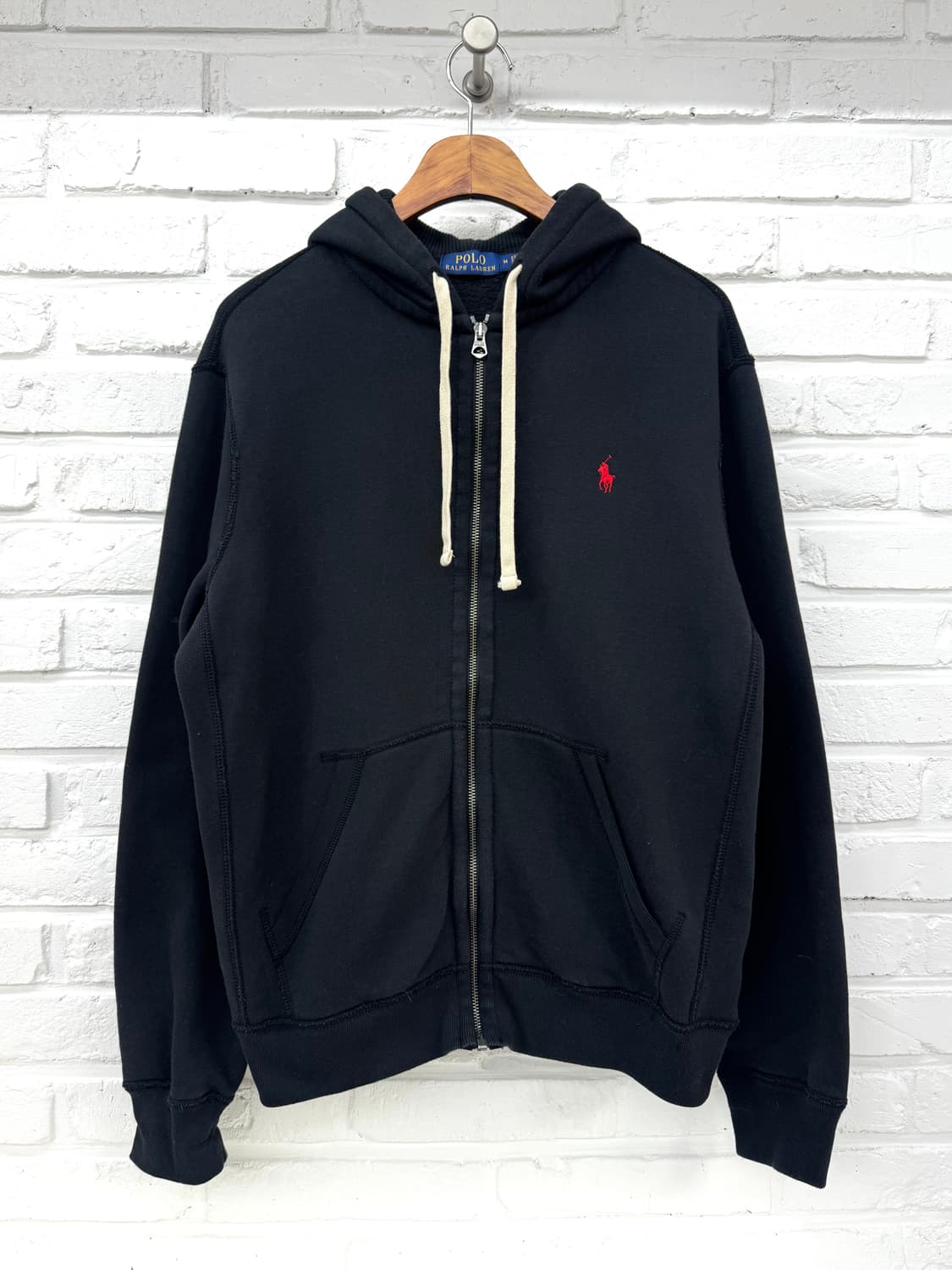 폴로 블랙 기모 후드집업 상품이미지3