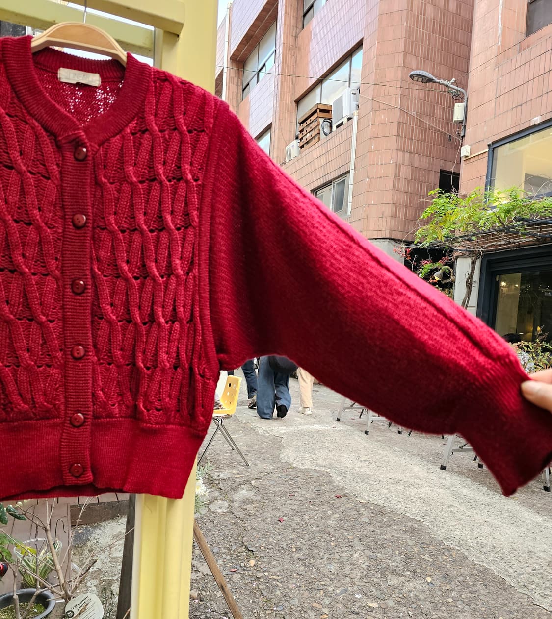 레드 꽈배기 레이어드 숏 가디건 상품이미지3