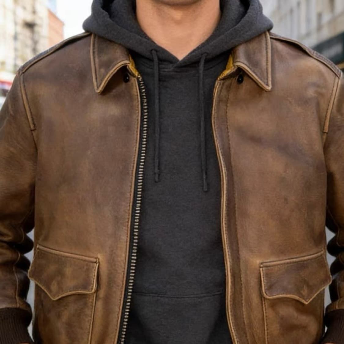 빈티지 A-2 리얼 카우하이드 레더 자켓 (헤비 워싱) 상품이미지2