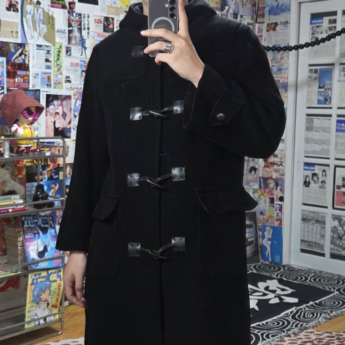 라일 앤스 스코트 블랙 후드 떡볶이 롱 코트 상품이미지1