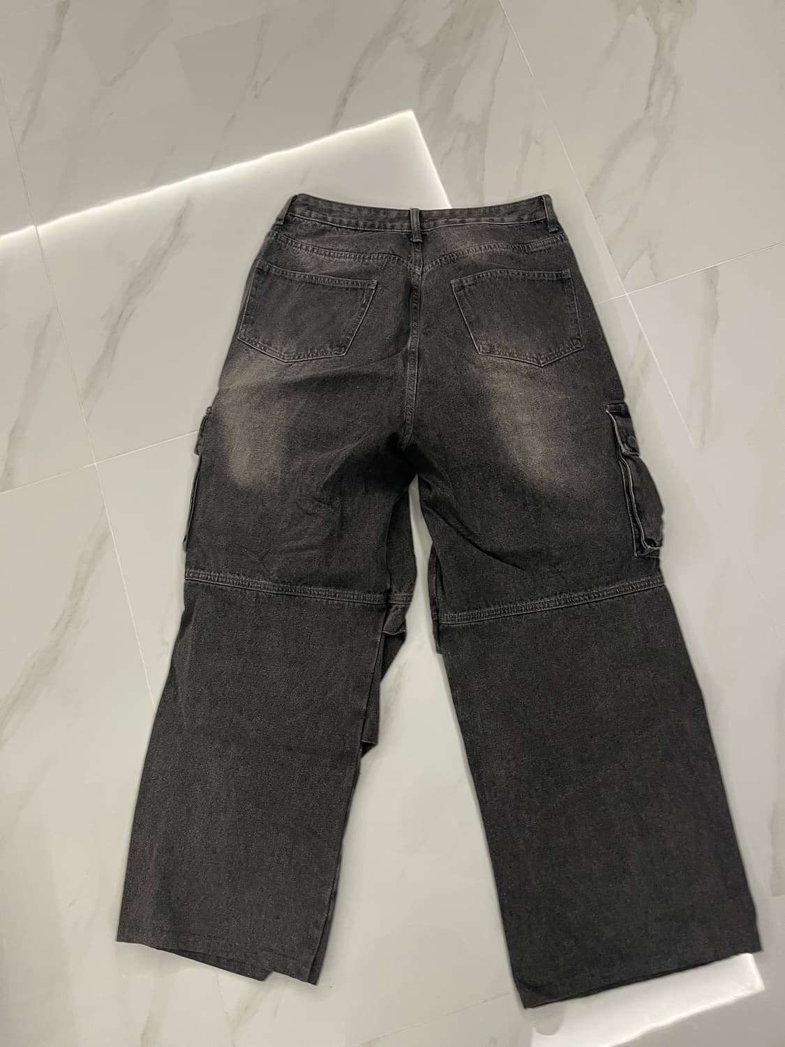 트릴리온 파라슈트 카고 리벳 흑청 데님 팬츠 상품이미지1