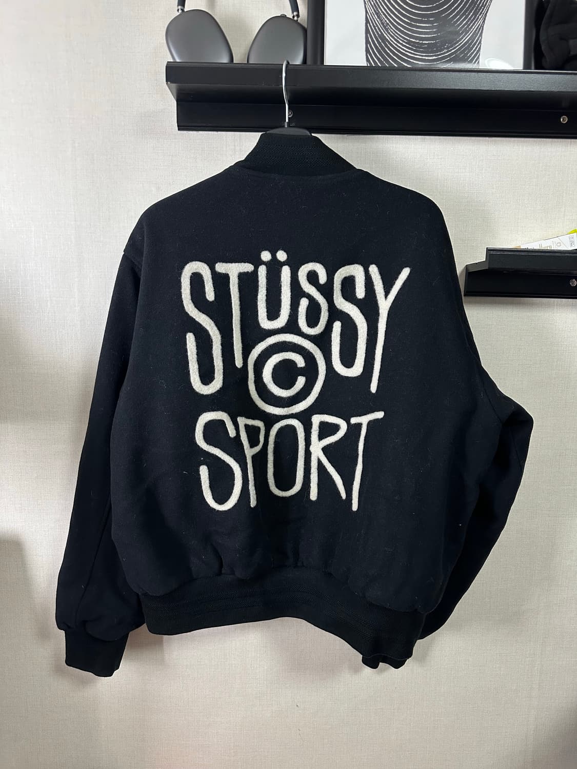 스투시 스포츠 멜튼 바시티 자켓 블랙L (100-105) 상품이미지4