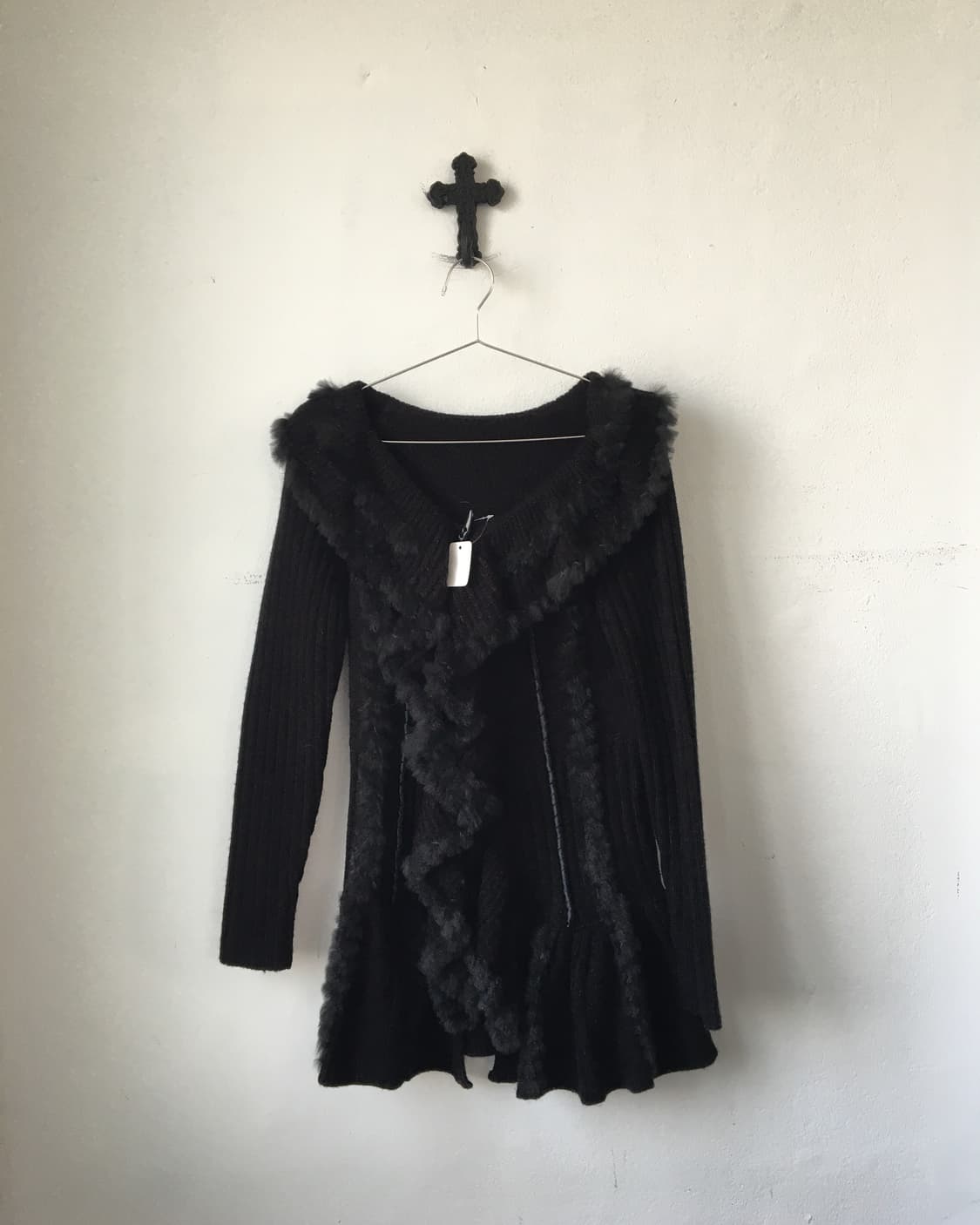 Fur trimming ruffle knit cardigan 상품이미지2