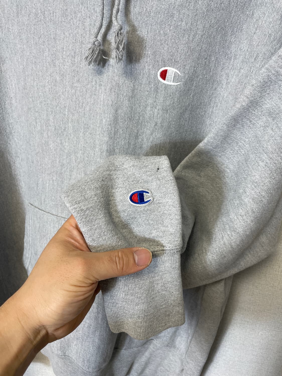 챔피온 리버스위브 그레이 후드 상품이미지3