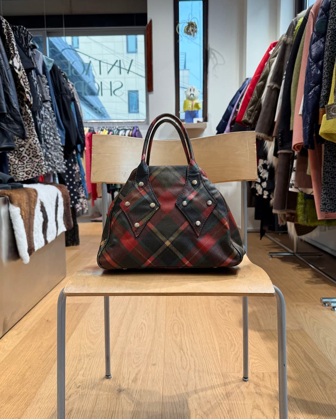 비비안웨스트우드 레드 더비 타탄 토트백  상품이미지1