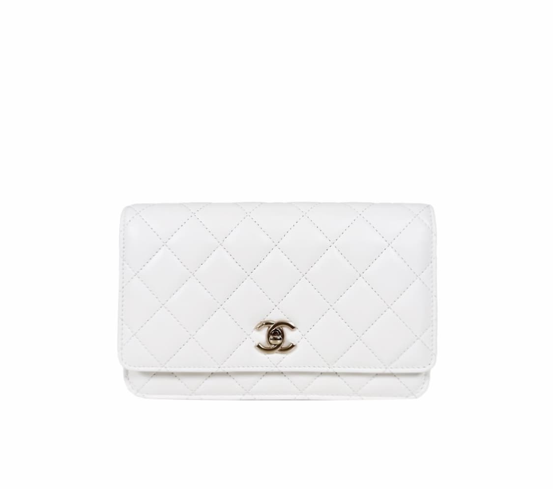 샤넬 여성 램스킨 한정판 골든볼 WOC 체인 숄더 크로스백 금장 화이트 상품이미지2