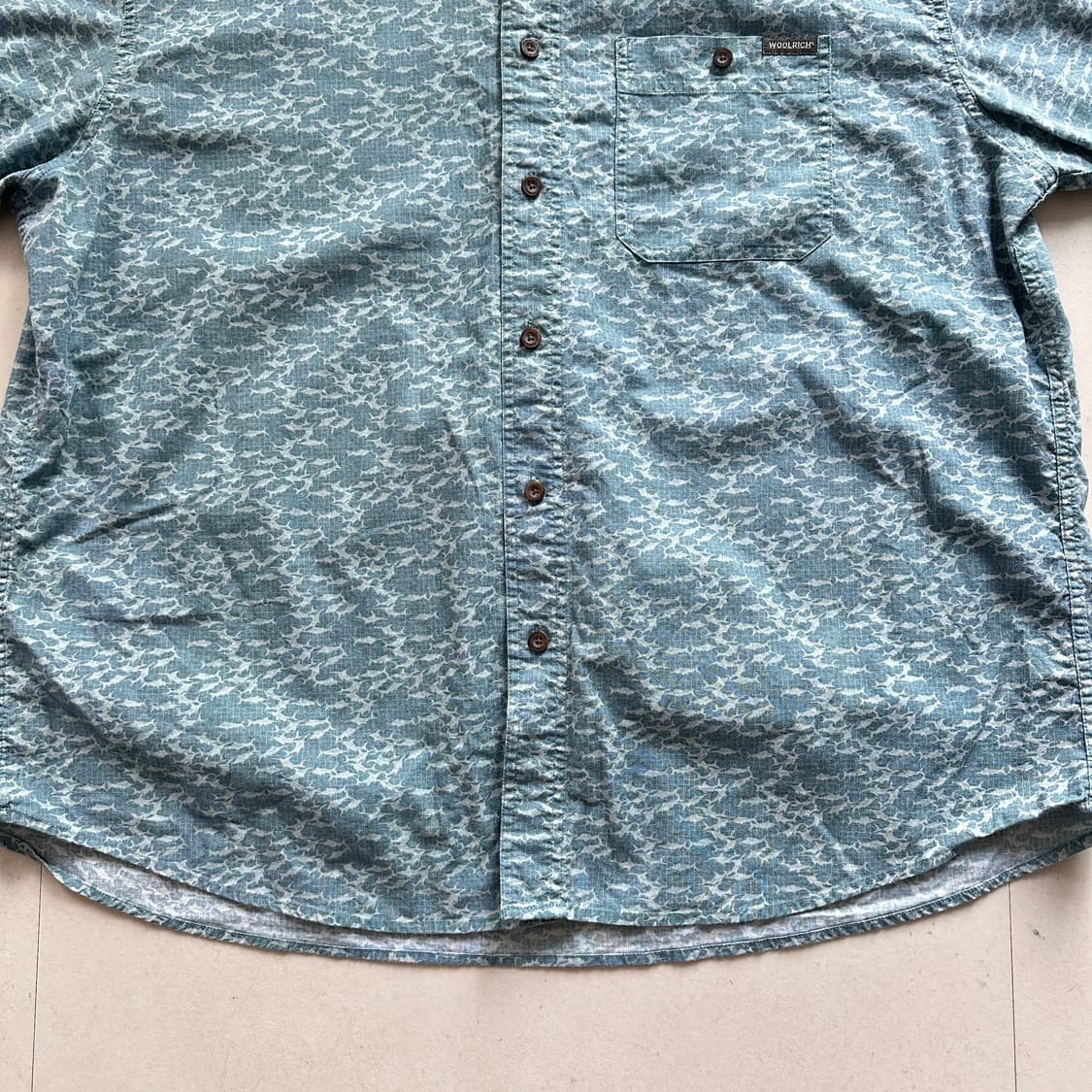 00s 울리치 빈티지 피쉬 패턴 반팔 셔츠 2XL 상품이미지4