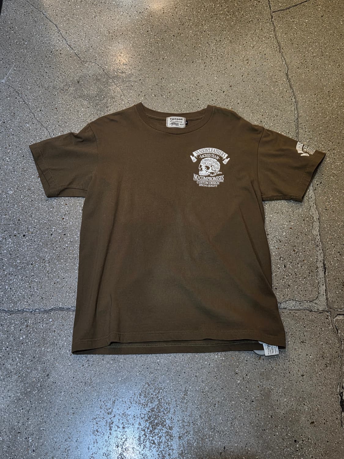 Vanson 밴슨 스컬 해골 카키 반팔티 상품이미지5