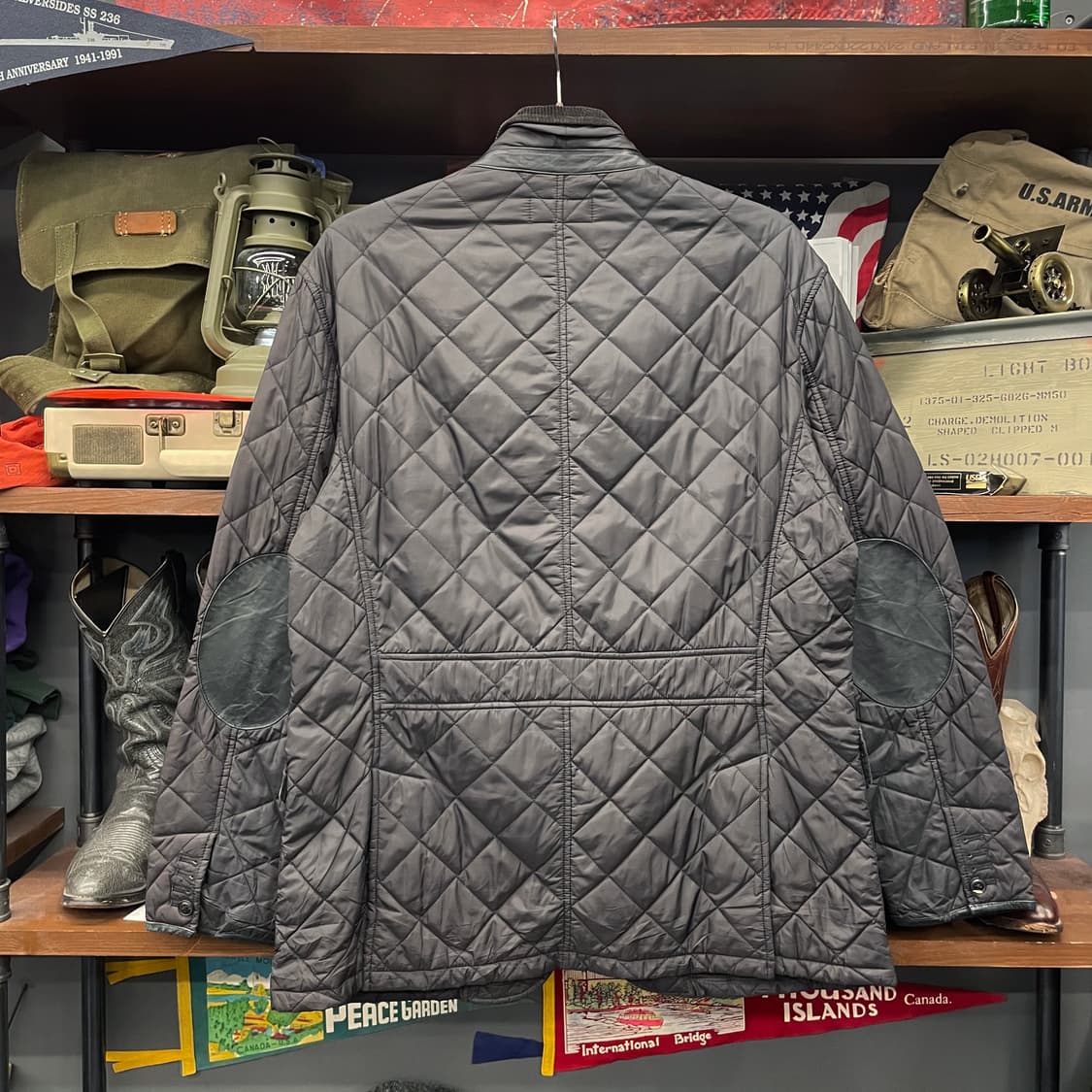 90s 폴로 랄프로렌 버클 넥 레더 엘보 패치 퀼팅 자켓 컨트리 상품이미지2