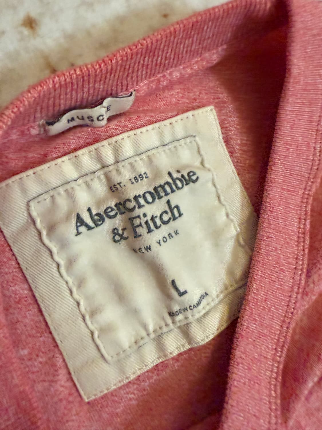 아베크롬비 핑크 반팔 티셔츠 L 상품이미지3