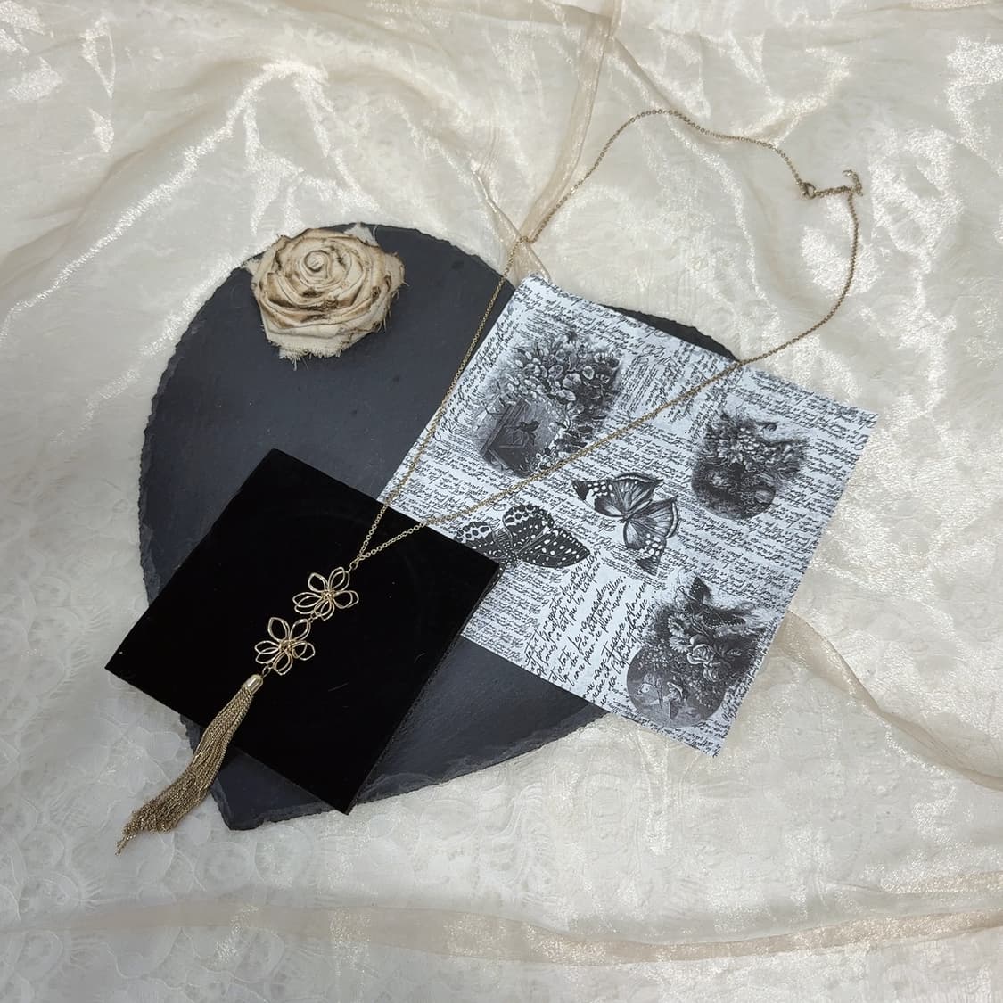 빈티지 플라워 태슬 목걸이 상품이미지2