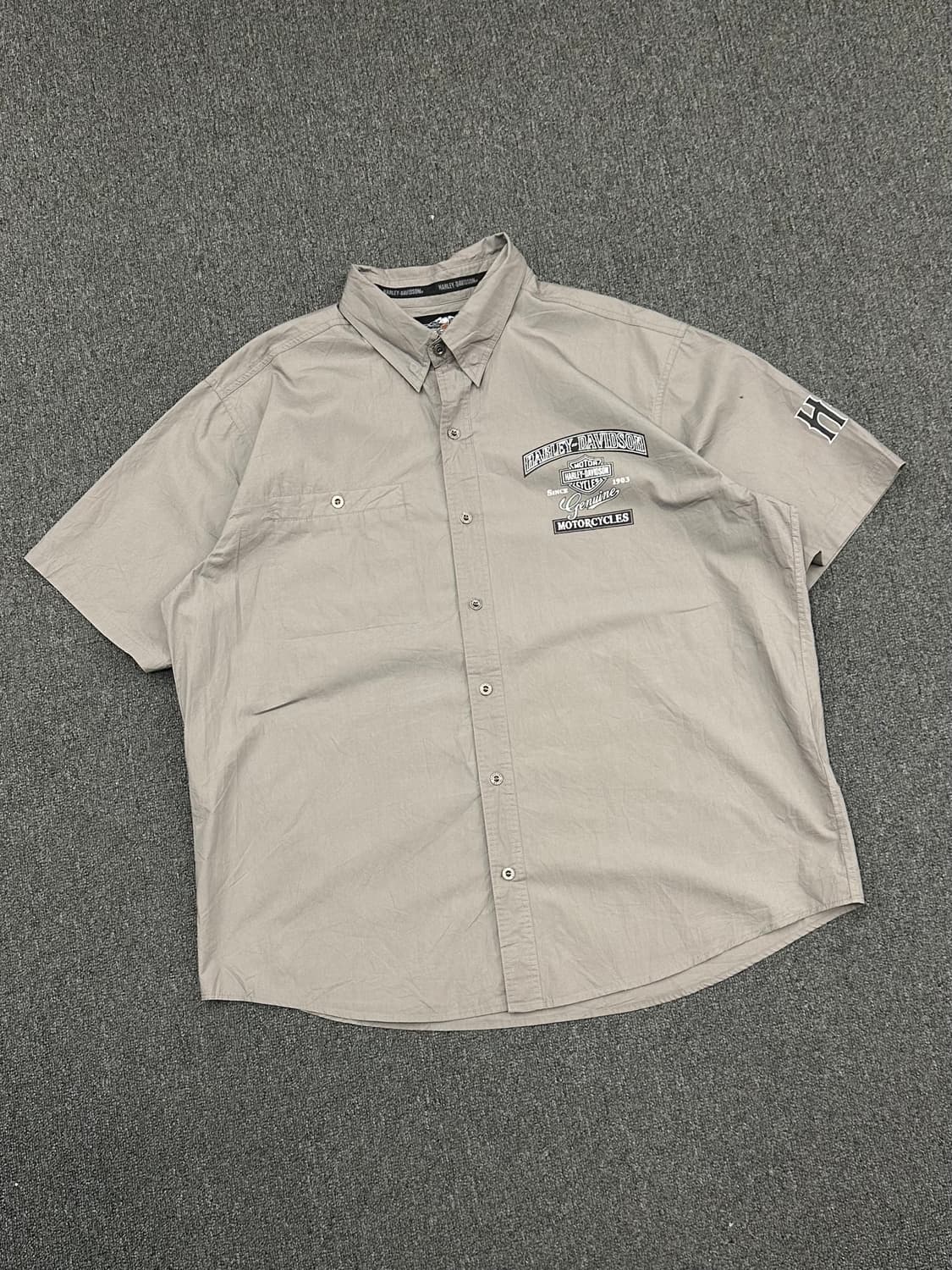 2XL)할리데이비슨 빈티지 프린팅 그레이 반팔셔츠 상품이미지2