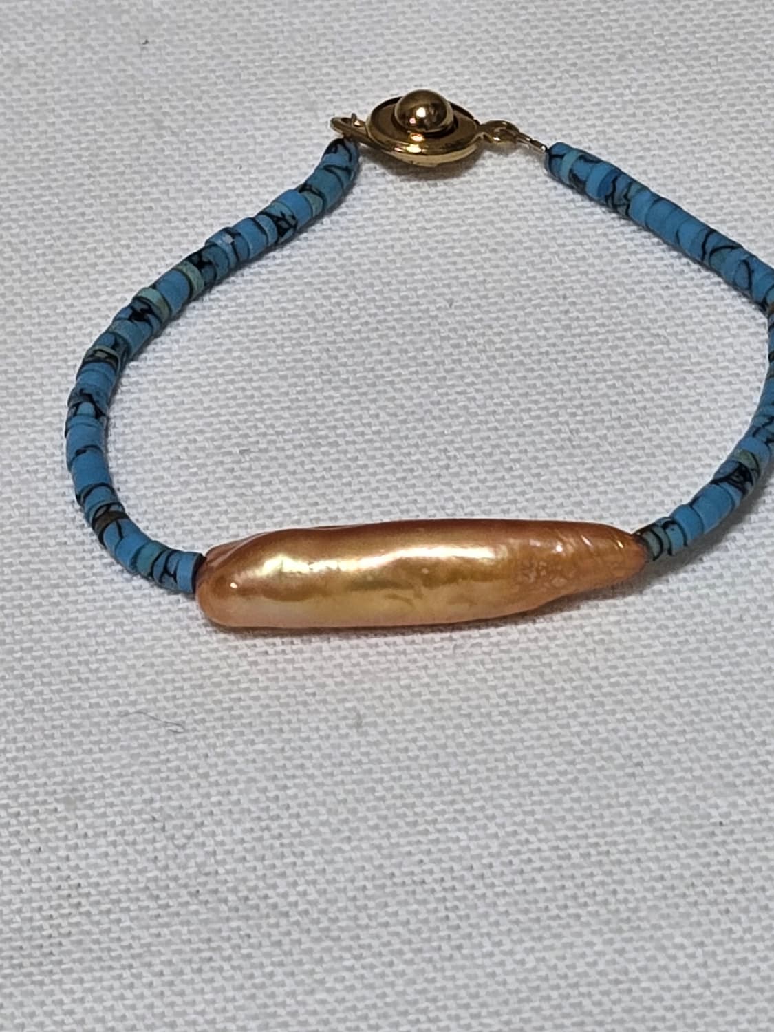 미국 빈티지 피치 바로크 진주 목걸이 & 팔찌 세트 상품이미지10