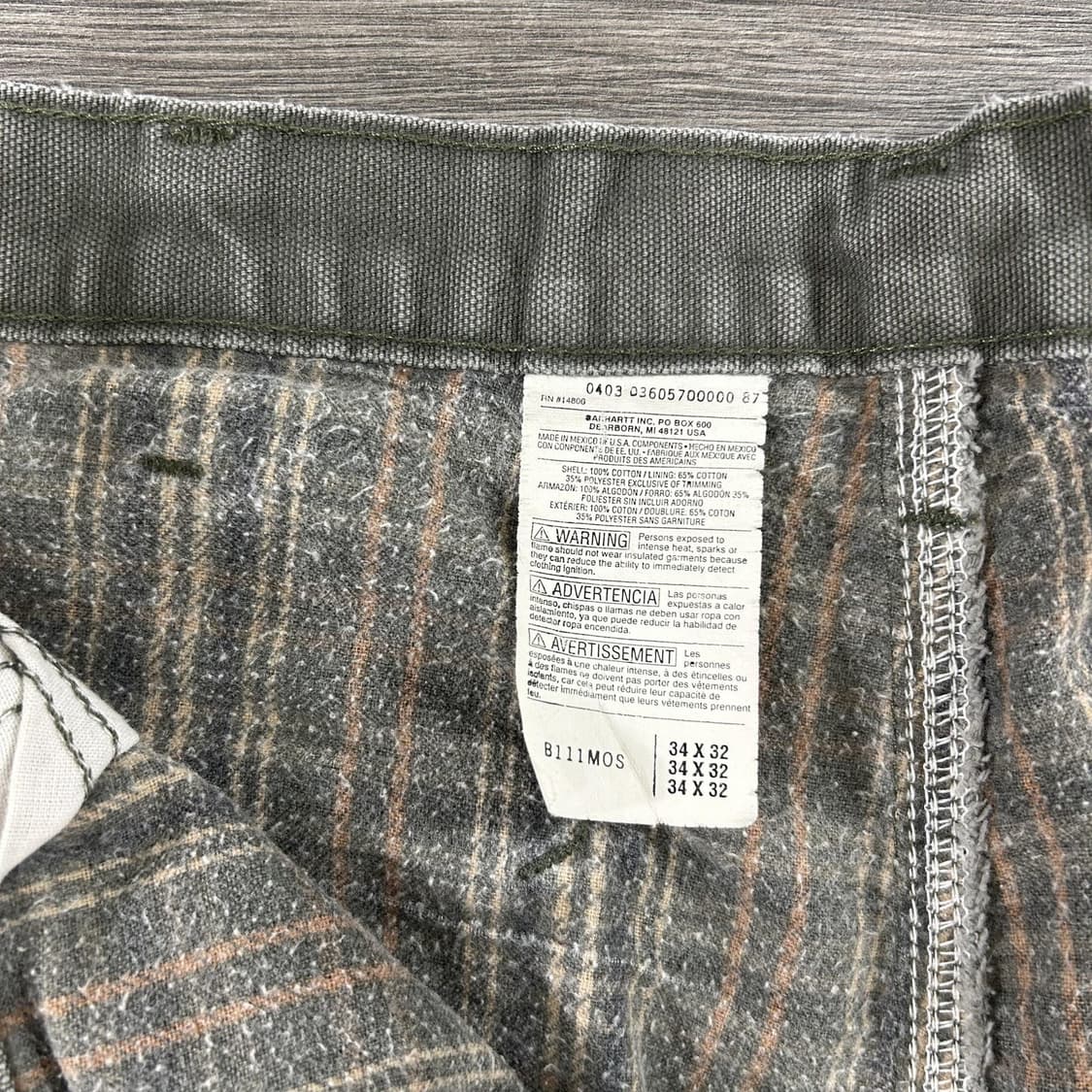 칼하트 빈티지 카펜터 더블 니 플란넬 워크팬츠 상품이미지3