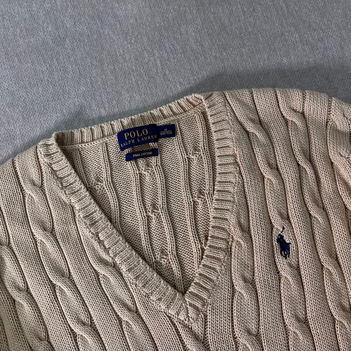 W 95 폴로랄프로렌 꽈배기 브이넥 니트 상품이미지2