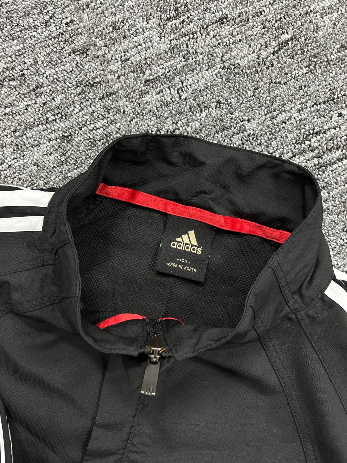 아디다스 블랙 화이트 삼선 바람막이 XL 상품이미지5