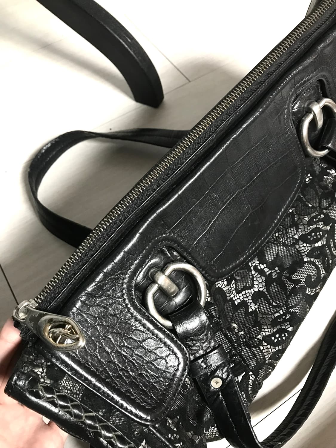 Vintage Lace & Leather Shoulder Bag 상품이미지5