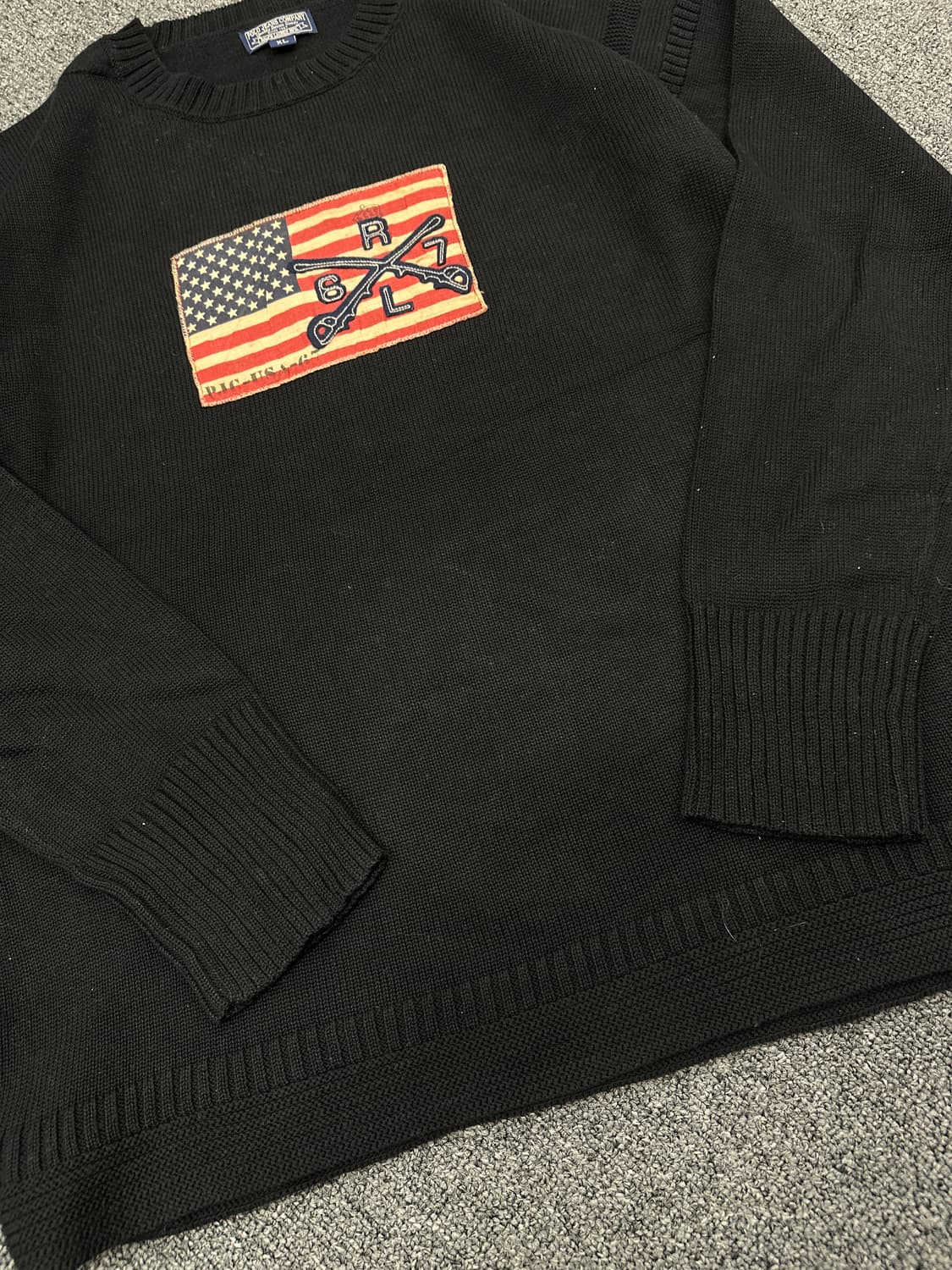 XL) 폴로 진스 성조기 블랙 니트 스웨터 상품이미지3