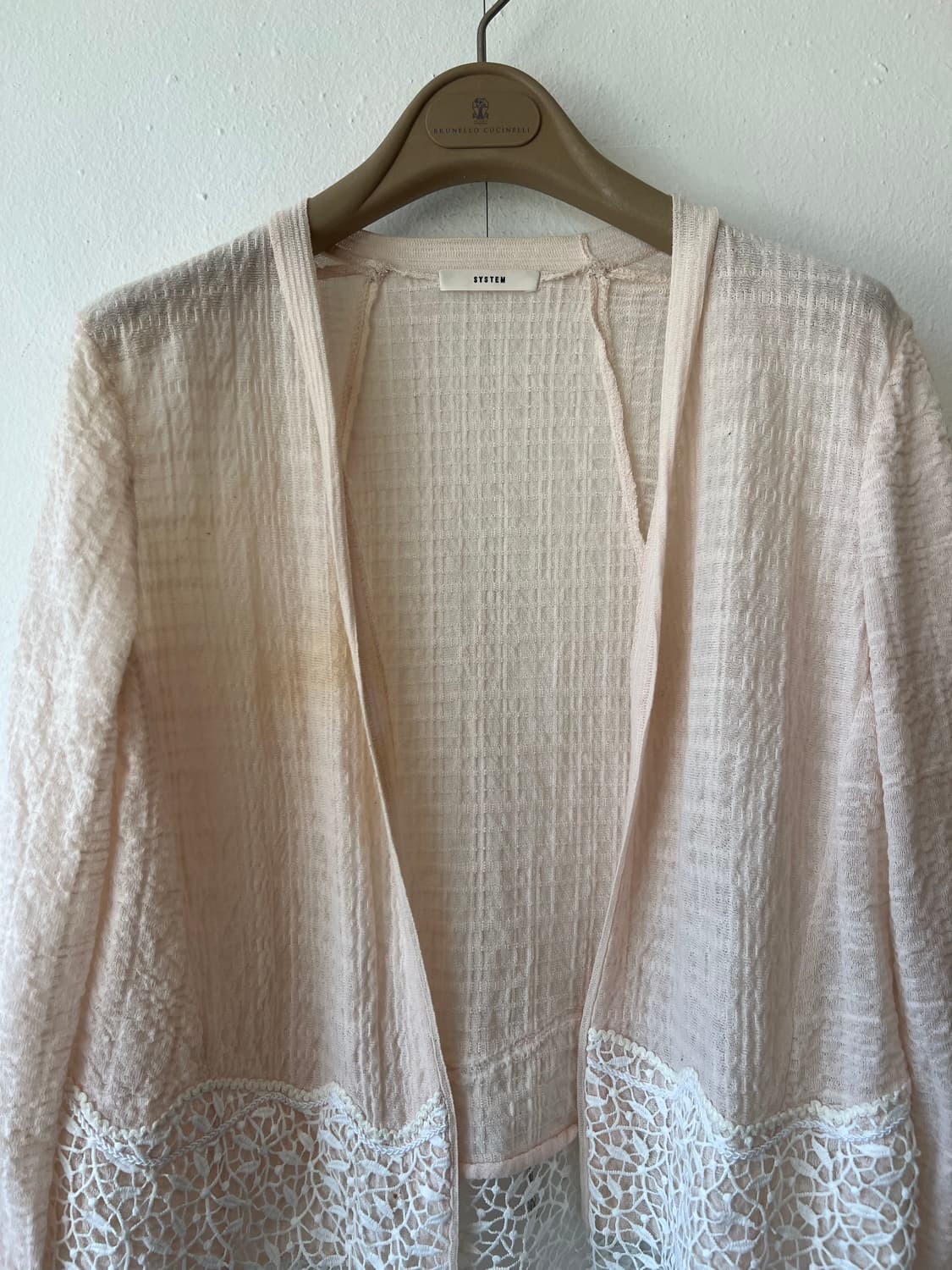 시스템 여성 피치핑크 자수가디건 코튼가디건  상품이미지1