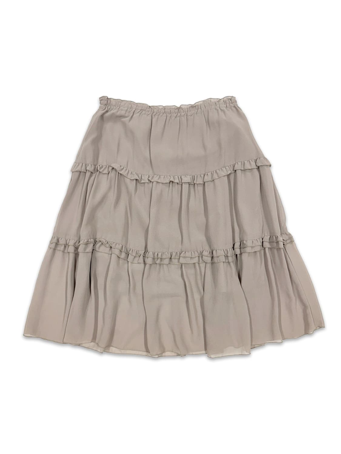 빈티지 베이지 모리 프릴 미디 스커트 상품이미지1