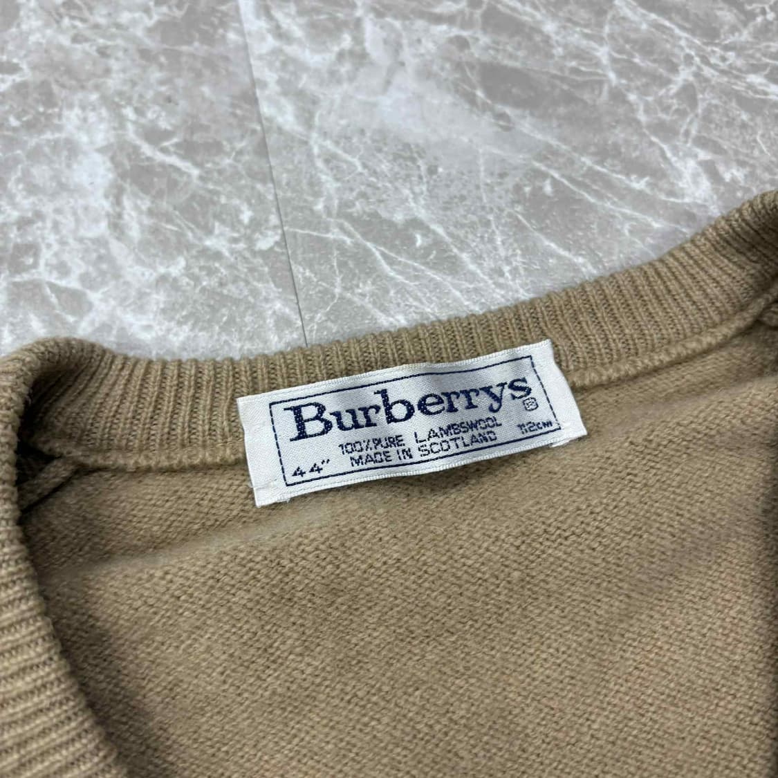 버버리 90s 베이지 빈티지 램스울 브이넥 니트 스웨터 상품이미지6