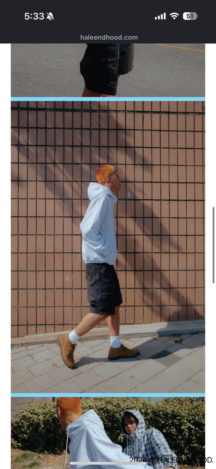 HALEENDHOOD 스트라이프 하프 집 후디 L사이즈 상품이미지3