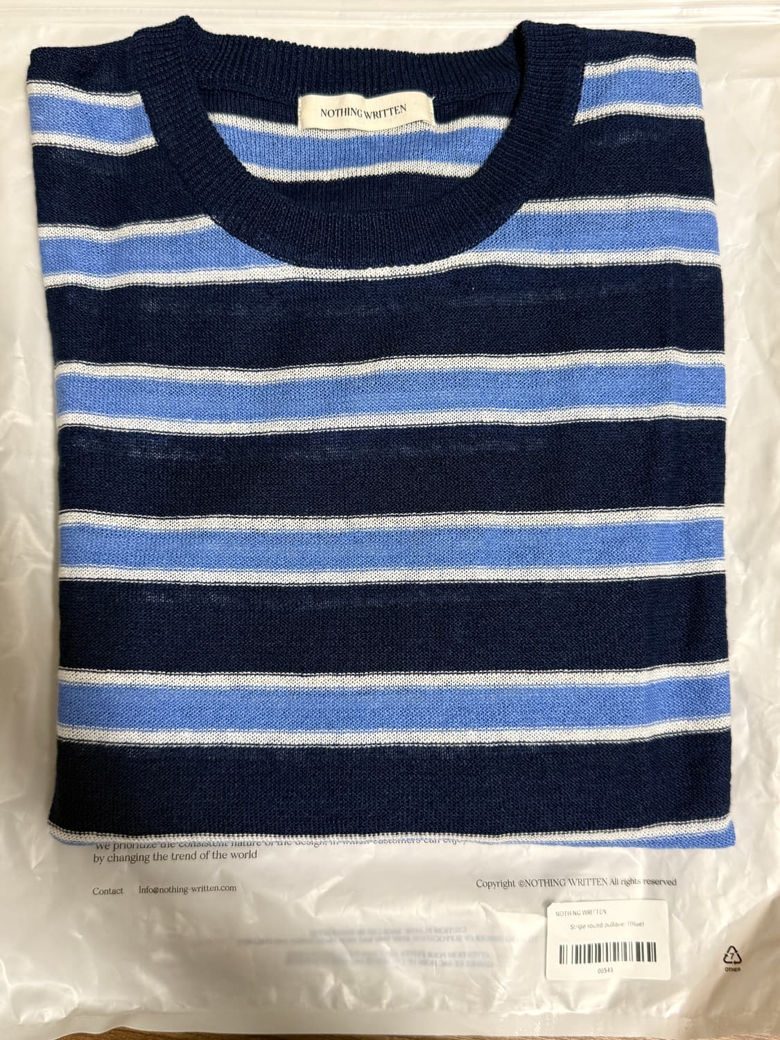 낫띵리튼 스트라이프 라운드 풀오버 (블루) 상품이미지3
