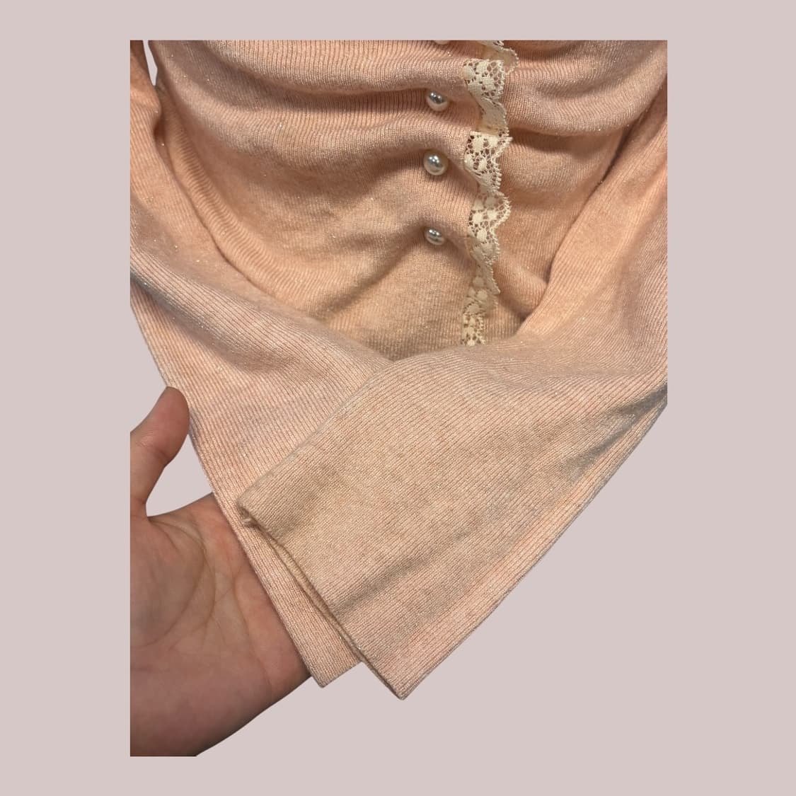 [발레코어] 메이 펄 셔링 레이스 가디건 (Pink) 상품이미지3