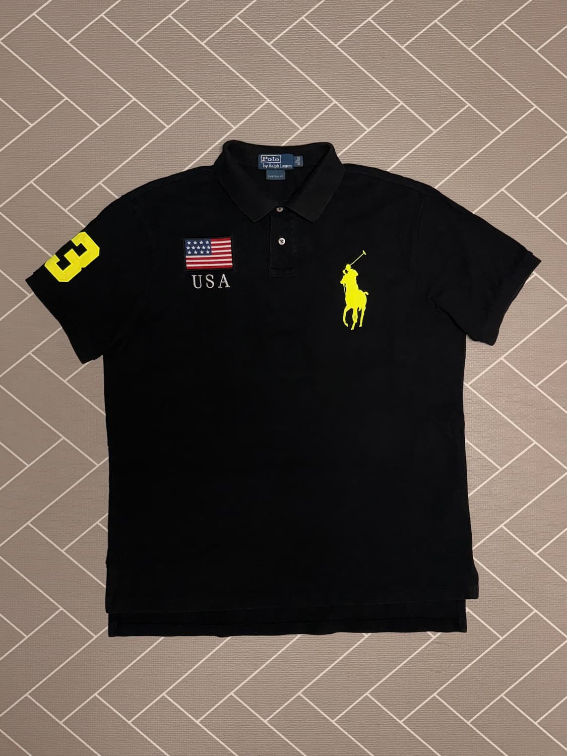 폴로 빅포니 성조기 반팔 럭비티 블랙 상품이미지2