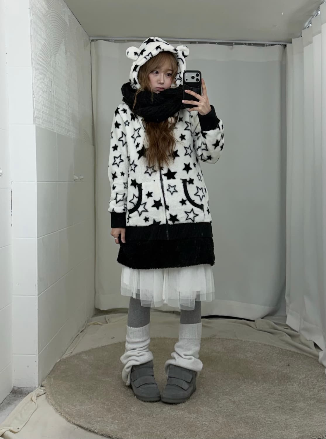 별패턴 곰돌이 무채색 니혼진 오타쿠 코디세트 상품이미지1