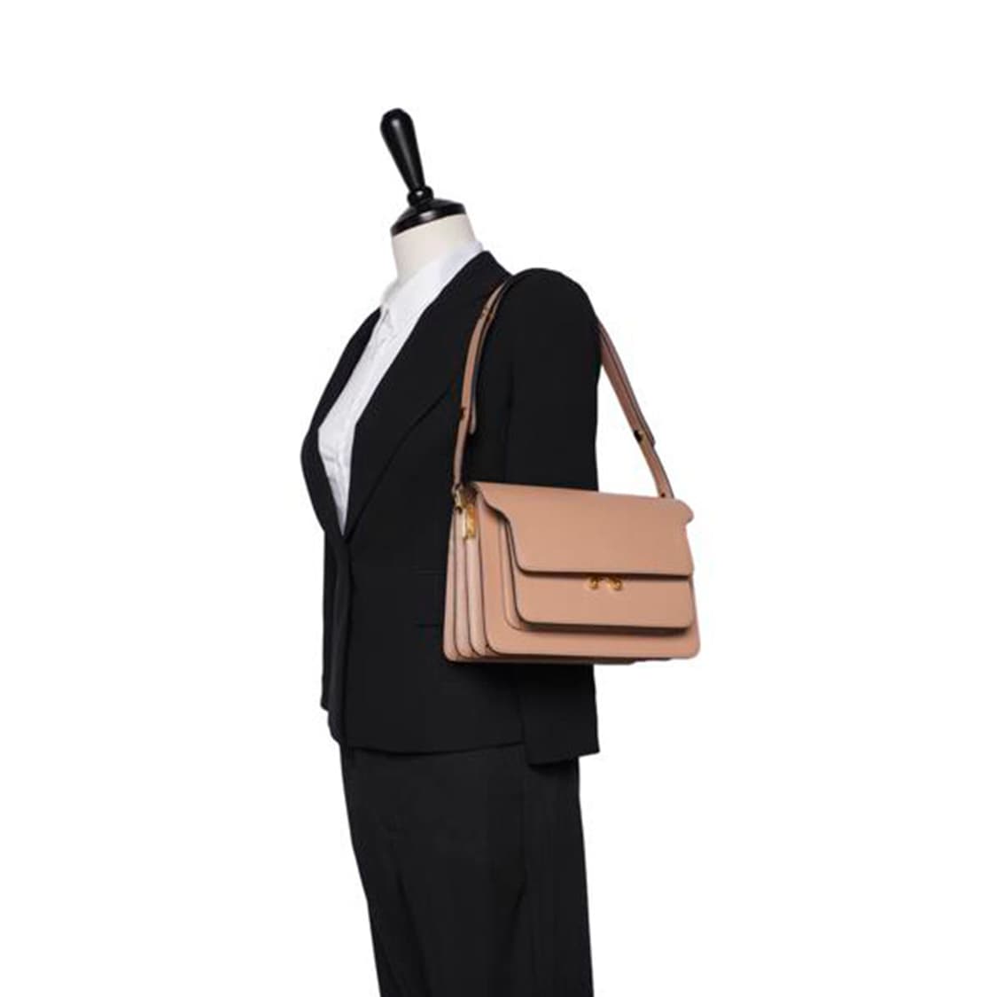 (중고) 마르니 베이지 사피아노 트렁크 미듐 숄더백 상품이미지4