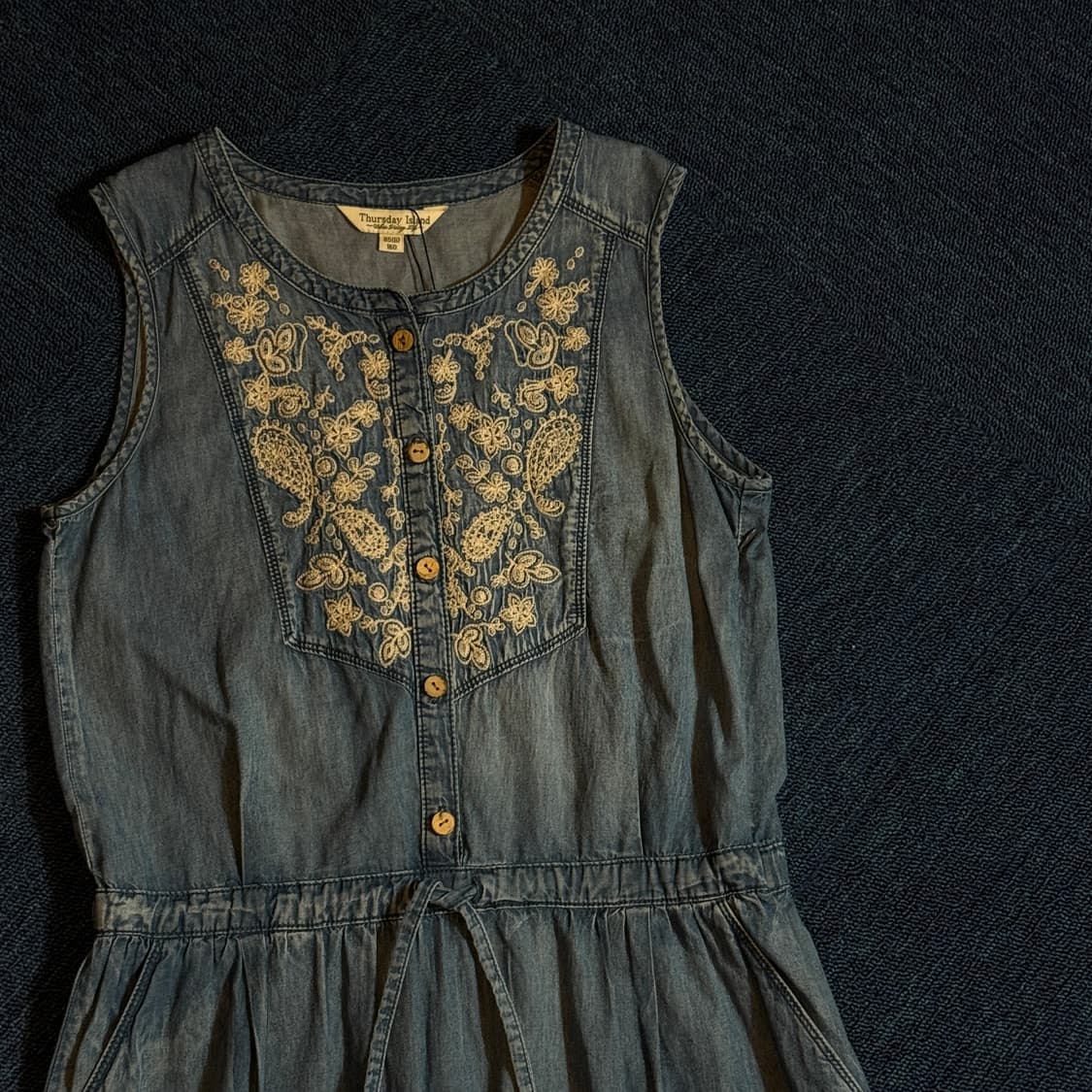 모리걸 자수포인트 데님 롱 원피스 상품이미지2