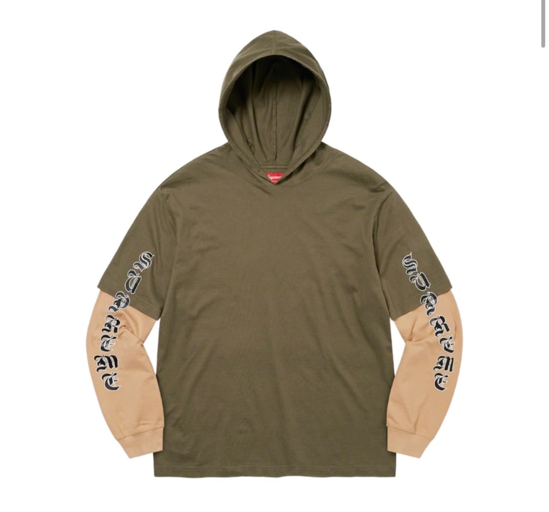 Supreme 슈프림 레이어드 후드 롱슬리브 탑 22FW [올리브-L] 상품이미지1