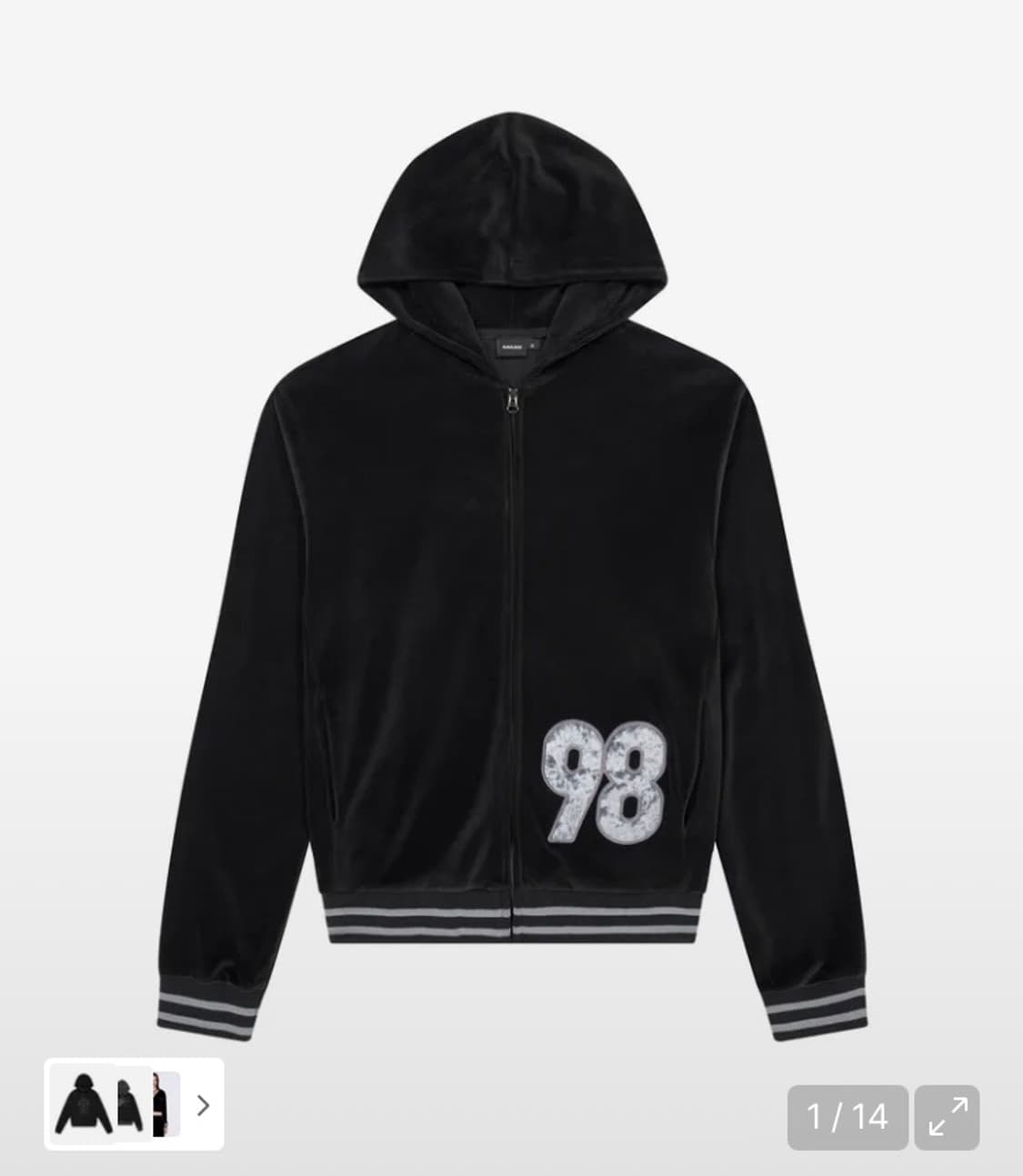 AAKAM 98 Patch Velour Zip-Up Hoodie 상품이미지1