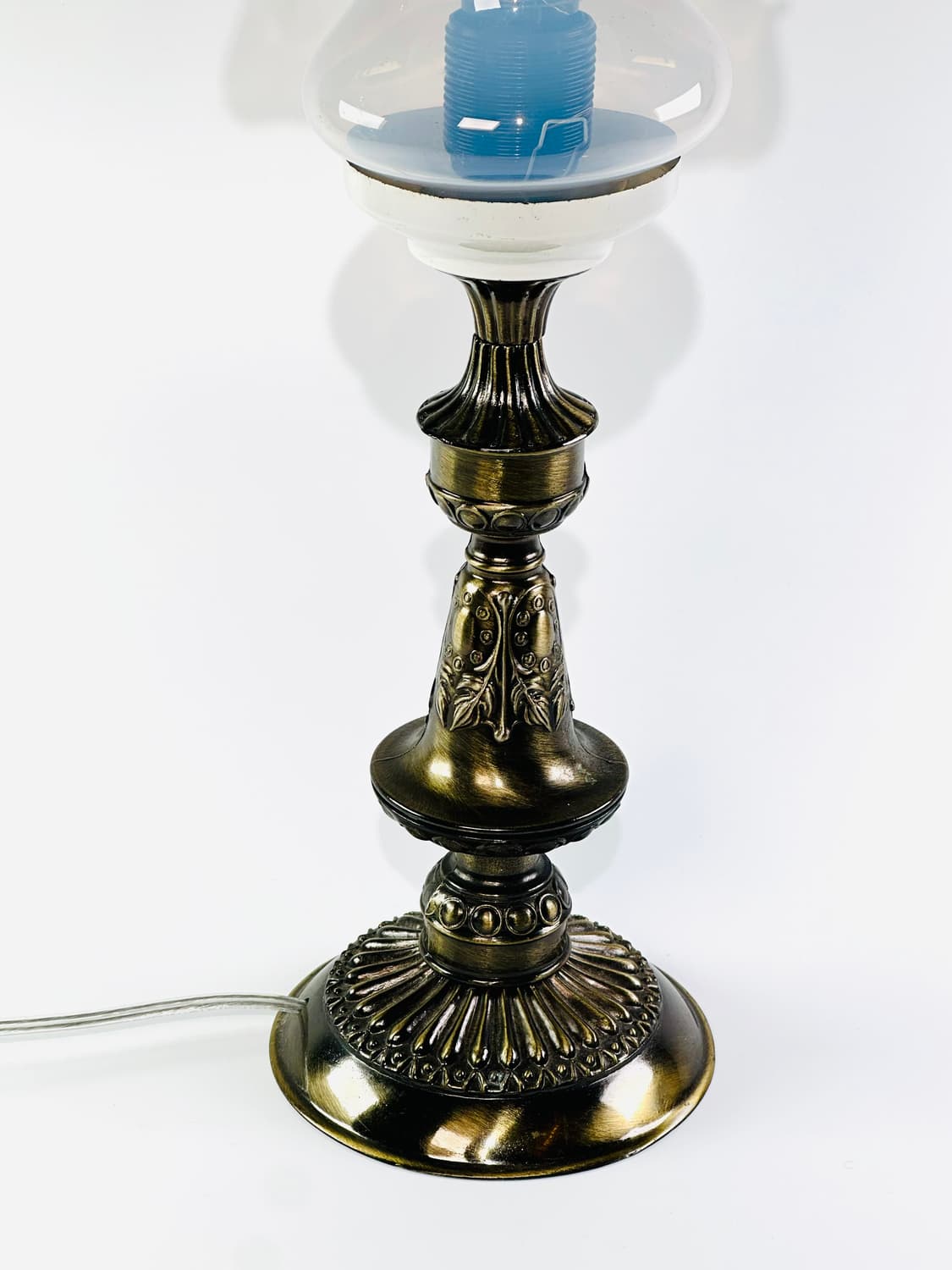 미국 빈티지 오팔린 글라스&브라스 베이스 테이블 램프 조명 상품이미지3