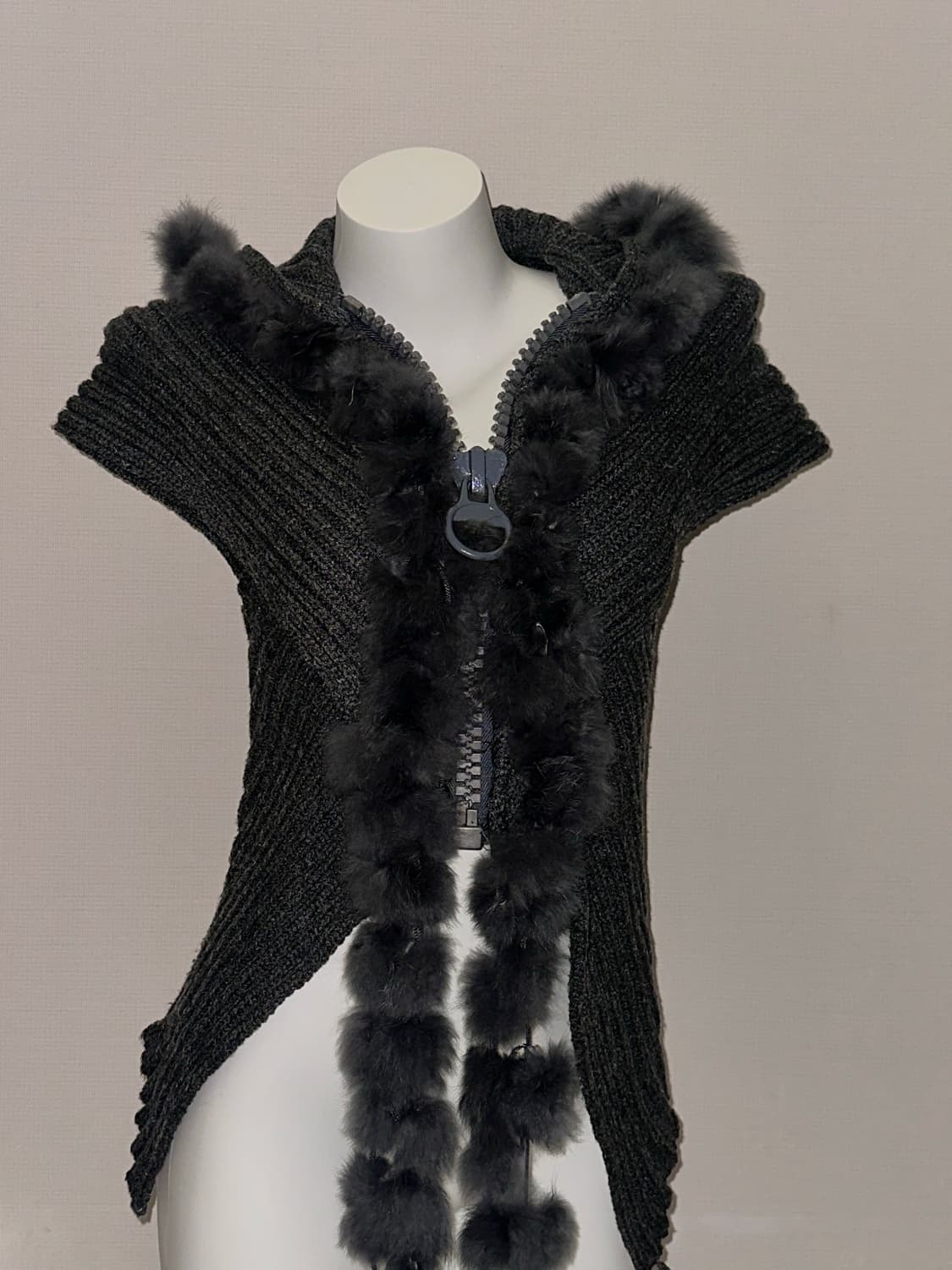 빈티지 퍼 니트 후드 집업 상품이미지4