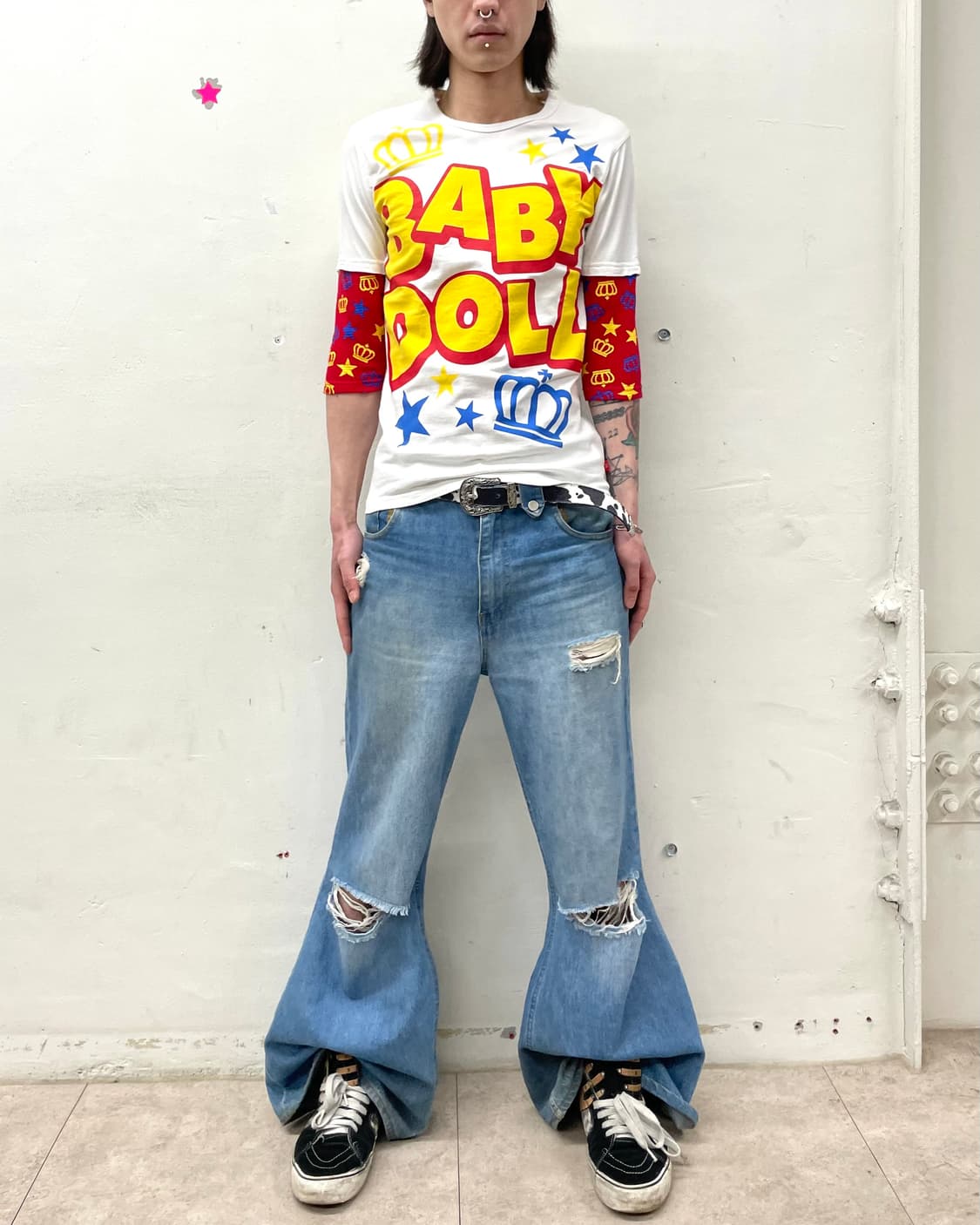 Baby Doll Retro Star Half Long-Sleeved 상품이미지3