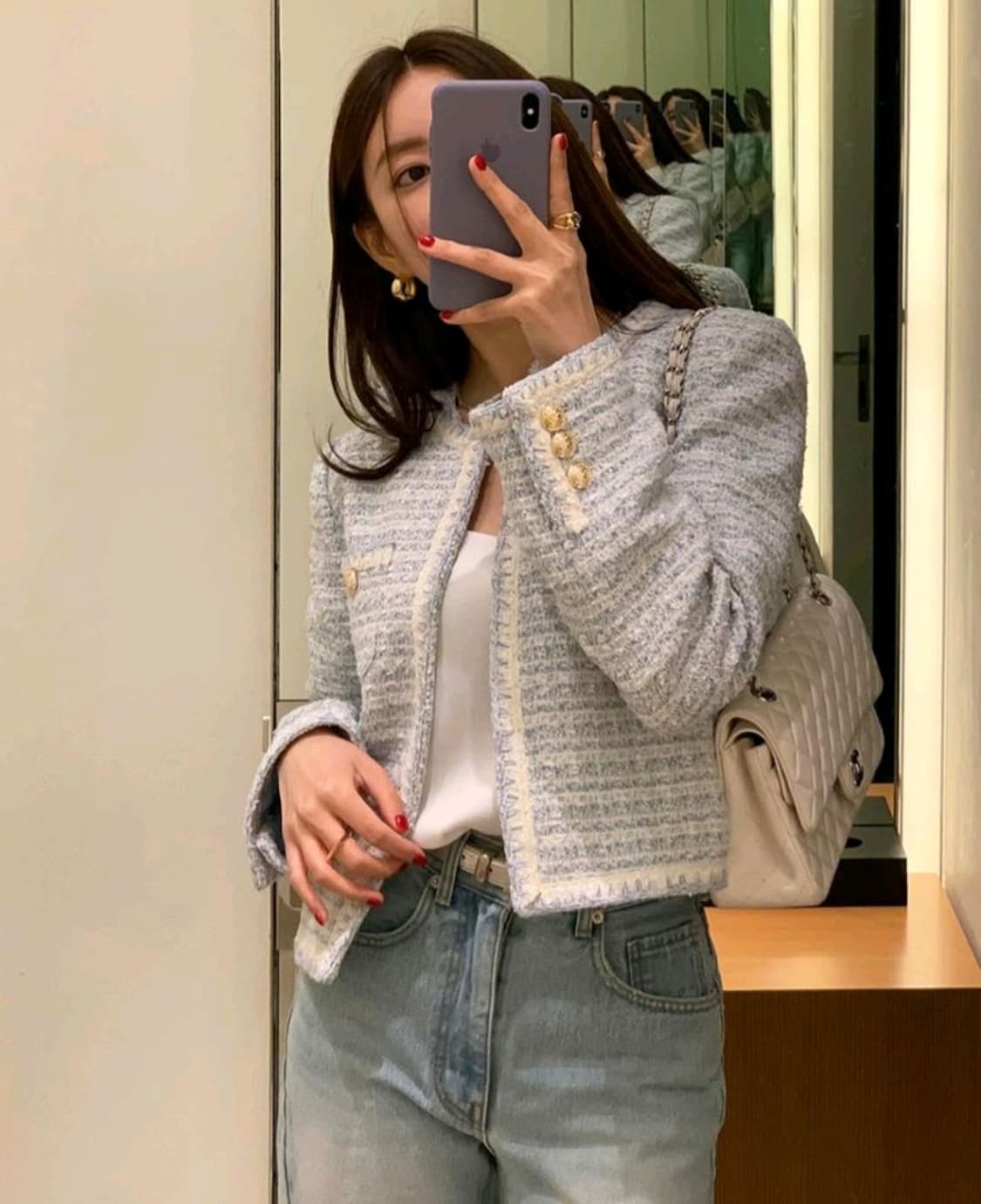 칙스라벨 셀레나 트위드 자켓(스카이블루)S 상품이미지8