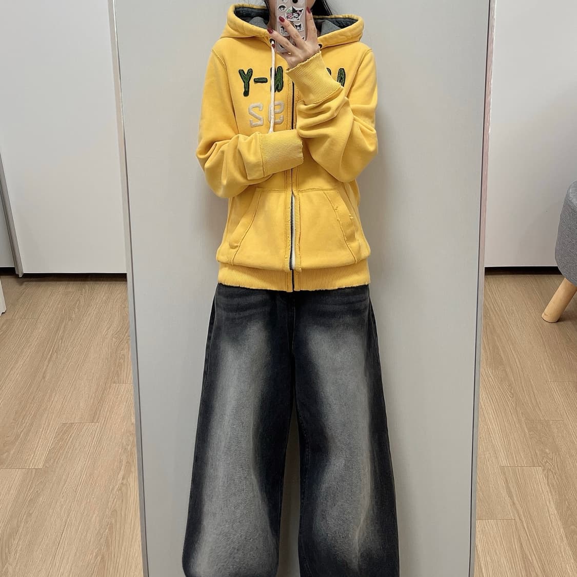 아베크롬비 자수로고 옐로우 후드집업 상품이미지1